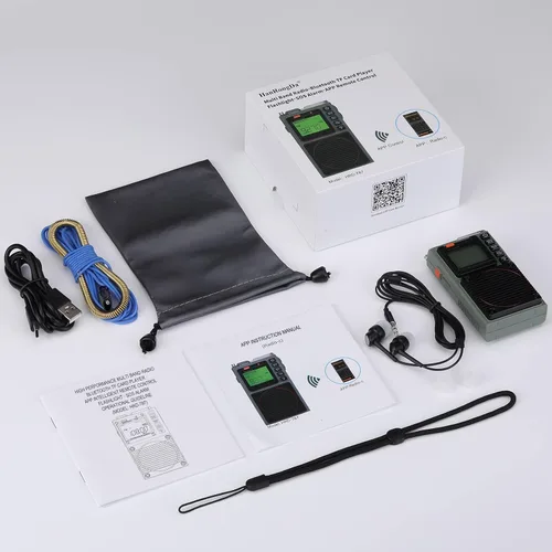 Vista 7 de Radio, control de aplicación Bluetooth altavoz compatible con tarjeta microSD, receptor AM/FM/VHF/onda corta/WB con alertas NOAA y antena de cable