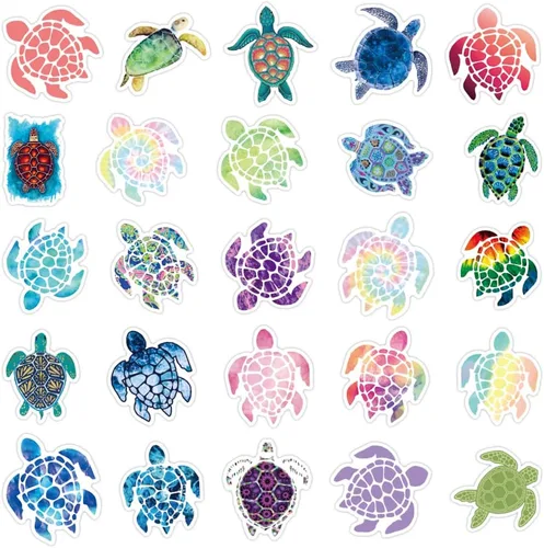 Vista 3 de 102 calcomanías de tortuga marina, lindas calcomanías de tortuga, calcomanías de vinilo impermeables para botella de agua, srapbook, laptop, funda