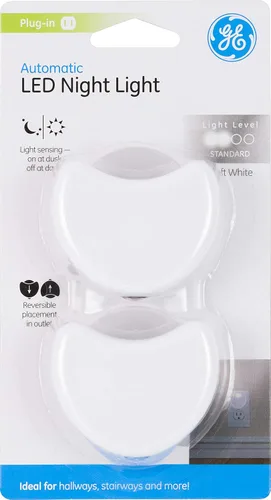 Vista 6 de GE 10202 - Luz nocturna LED automática de media luna (2 unidades), color blanco