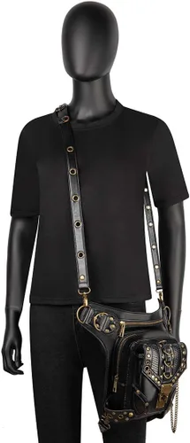 Vista 4 de Halloween Steampunk Retro Motocicleta Señora Bolsa Rock Gótico Hombro Riñonera Bolsas (K)