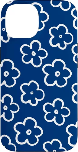 Vista 4 de Lindo patrón de flores silvestres azul marino y blanco floral caso para iPhone 17