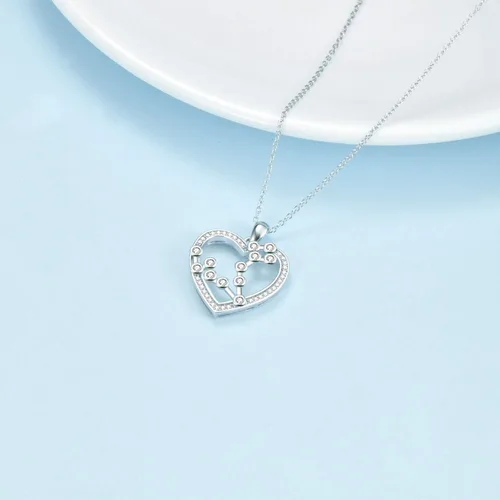 Vista 2 de YFN Collar de plata de ley con 12 constelaciones del zodiaco con dije de corazón para mujer, regalo de joyería