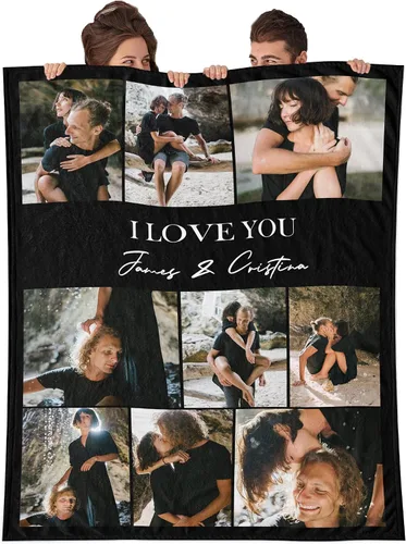 Vista 11 de Youltar - Manta personalizada con texto y collage de fotos, regalo de recuerdo de cumpleaños para papá, mamá, niños, perros, amigos o pareja