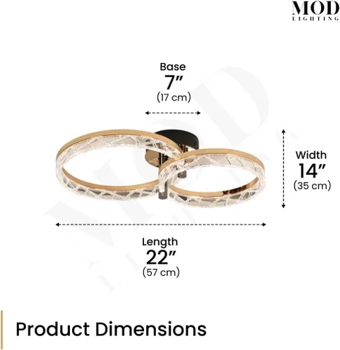 Vista 7 de MOD Lighting Clara Moderna lámpara de techo empotrada, lámpara de techo LED de 2 anillos para cocina, dormitorio y pasillo, cerca de luces