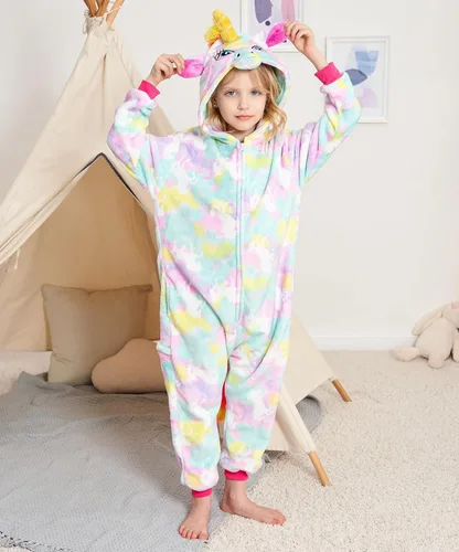 Vista 3 de Cos Time Pijama de una pieza de unicornio para niños, disfraz de Halloween