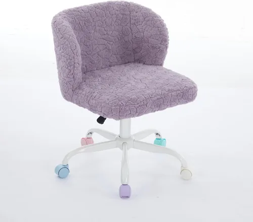Vista 11 de Silla de tocador de piel sintética rosa bebé, silla de escritorio