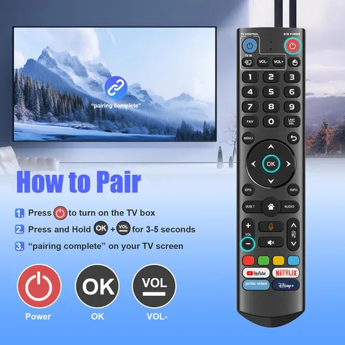 Vista 3 de V5 Pro - Control remoto de voz de repuesto para vSeeBox V5/V3/V2/V1 Pro, V3 Plus, V1 Max/Elite Remote