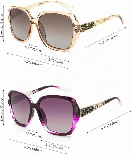 Vista 6 de Gafas de sol de gran tamaño para mujer, polarizadas, protección UV, clásicas, a la moda, para damas, marco negro, lente gris Montura café lente café