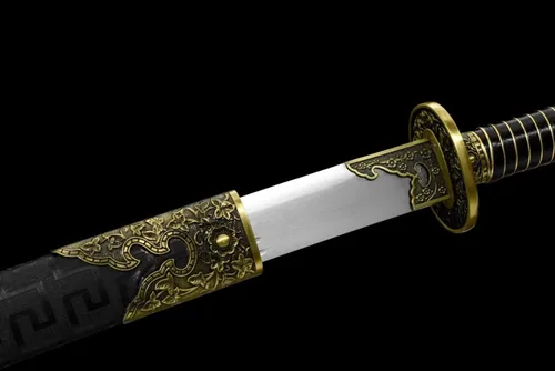 Vista 3 de LONGSWORD - Espada ancha Yan Ling Dao hecha a mano con hoja de acero forjado de alto carbono, vaina de madera de poliuretano y accesorios