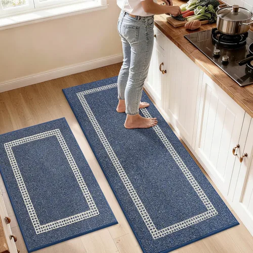Vista 25 de COSY HOMEER Tapete de cocina antideslizantes, absorbentes para el piso, alfombra de cocina lavable, tapete de pie para fregadero, alfombra de Beige