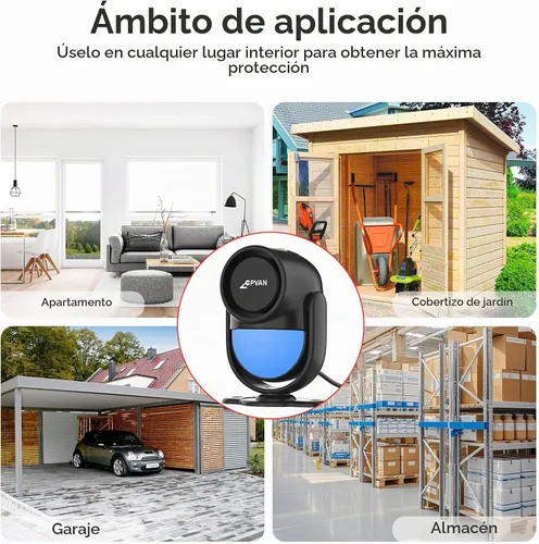 Vista 6 de CPVAN Alarma con sensor de movimiento WiFi, detector de movimiento PIR inteligente de 125 dB con alertas de aplicación de teléfono, sistema