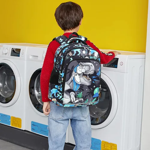 Vista 3 de CAMTOP Mochila infantil para escuela, niños y niñas, preescolar y primaria, Dinosaurio, Compacto