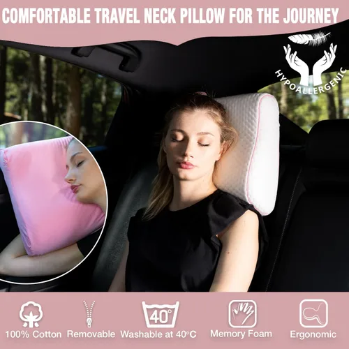 Vista 9 de alkamto Almohada de espuma viscoelástica cómoda para viajes y campamentos, bolsa portátil fácil de llevar, funda de almohada con regulación
