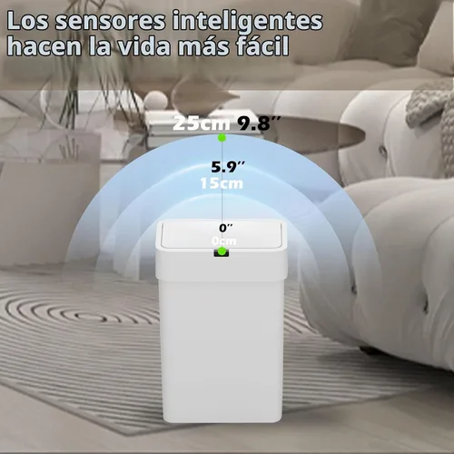 Vista 4 de ELPHECO Basurero de baño con tapa, paquete de 2 botes de basura automáticos, 2.5 galones + 4 galones con sensor de movimiento inteligente