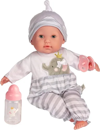 Vista 12 de JC Toys - Berenguer Boutique - Muñeca realista de cuerpo suave de 15 pulgadas con ojos abiertos y cerrados, juego de regalo de 10 piezas