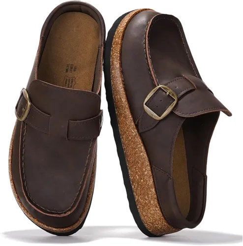 Vista 11 de Project Cloud – Zuecos estilo mocasín para mujer de cuero 100% auténtico, con espuma viscoelástica, resistentes al agua, tipo slip-on