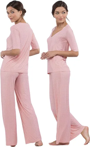Vista 2 de PajamaGram Silky Bare Women's Sleepwear - Naturally Smooth Womens Pajamas Half Sleeve PJ Set