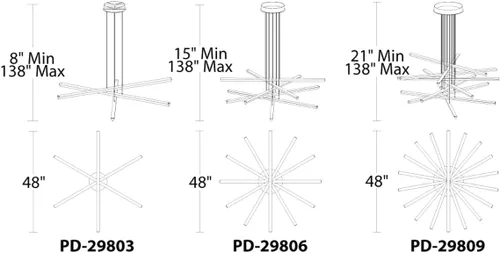 Vista 2 de WAC Lighting dweLED, pila 3 luces LED colgante lineal 3000K en negro