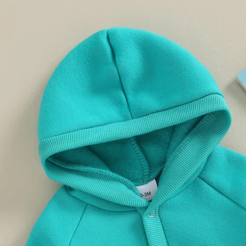 Vista 4 de Mameluco con capucha para bebé niño y niña, color liso, manga larga, ropa de otoño e invierno