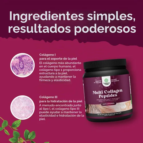Vista 5 de Natures Craft Proteína en polvo multicolágeno para mujeres y hombres, péptidos de colágeno hidrolizados Keto, 45 porciones, vitaminas