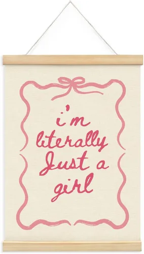 Vista 23 de Wheatwin Decoración de habitación de niñas, colgador de póster de madera para bebé, coqueta de lazo rosa, decoración de pared femenina de moda, 12 x