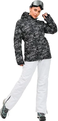Vista 7 de Chaqueta y pantalones de esquí con estampado colorido para mujer de moda, impermeable, resistente al viento, para snowboard