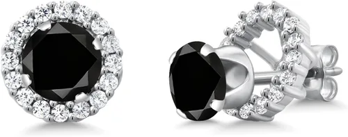 Vista 249 de Gem Stone King Aretes redondos de plata de ley 925 de 0.236 in con piedra natal extraíble para mujer