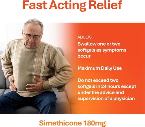 Vista 4 de Rugby Ultra Strength Simeticona Alivio de Gases 180 mg - Máximo Alivio de Gases para Adultos - Puede Ayudar con los Síntomas de Flatulencia