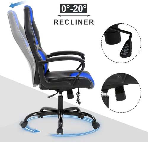 Vista 4 de Offcie - Silla de juegos de PC, silla de computadora estilo carreras con reposabrazos acolchado, silla ergonómica de escritorio para el hogar