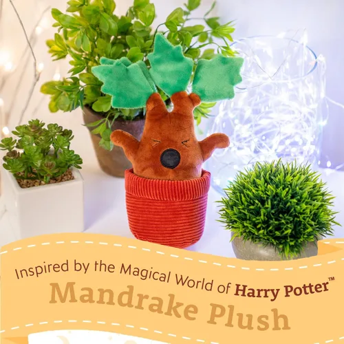 Vista 2 de KIDS PREFERRED Harry Potter Mandrake - Animal de peluche con detalles trenzados y hojas arrugadas para bebés, niños pequeños y niños de 10 pulgadas