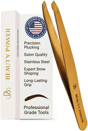 Vista 9 de Beauty Power Pinzas inclinadas de precisión profesional para mujeres, pinzas para hombres y mujeres, pinzas para cejas para cabello encarnado