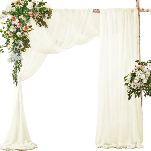 Vista 11 de SiinvdaBZX 2 Paneles Tela Drapeada de Arco de Boda 30" x 240" de Poliéster de Gasa Negra para Múltiples Ocasiones