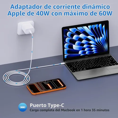 Vista 8 de Cargador para iPhone 18 Pro Max de carga rápida, cargador USB C dinámico de 1Paquete