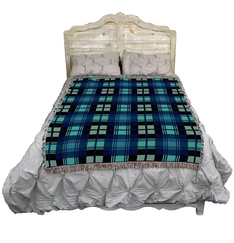 Vista 2 de Pure Country Weavers - Manta a cuadros Black Watch Tartan - Tapicería de regalo tejida con patrones, de algodón - Fabricada en Estados Unidos (72x54)