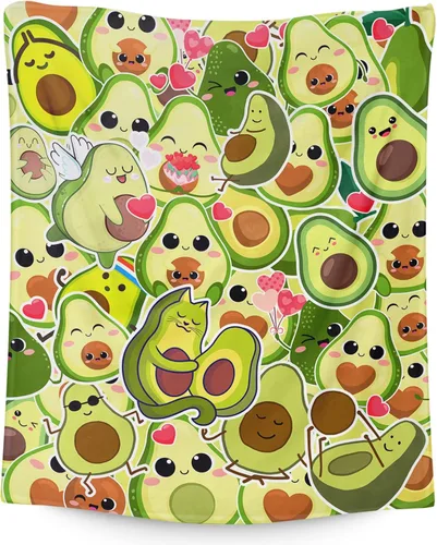 Vista 14 de Manta de aguacate para regalo, 40 x 30 pulgadas, bonita manta para niños, niñas, niños, manta verde suave y mullida para regazo y silla