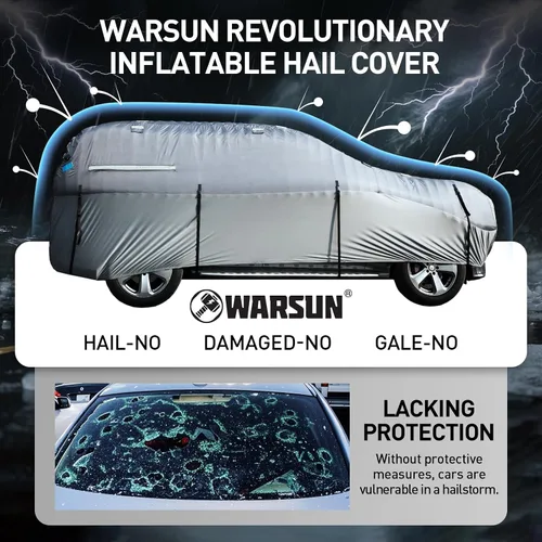 Vista 10 de WARSUN Funda protectora para coche hermética contra granizo con bolsa de aire de PVC real engrosada Funda protectora para coche resistente contra