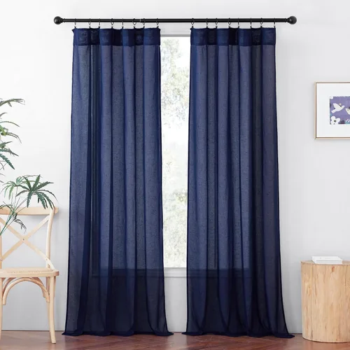 Vista 25 de RYB HOME Cortinas traslúcidas grises – Cortinas semitransparentes mezcladas de lino para privacidad, cortinas de ventana, reducción de luz para sala