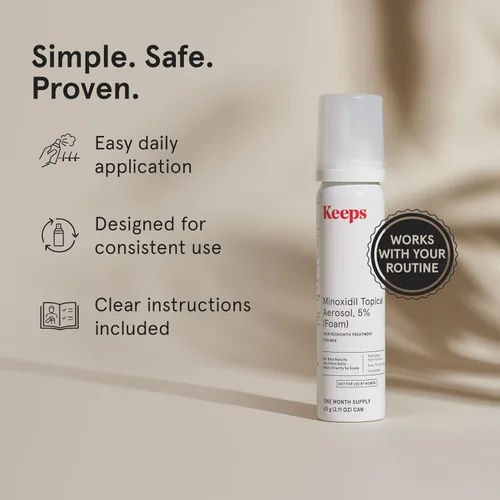 Vista 5 de Keeps Extra Strength Minoxidil para hombres - 5% espuma de minoxidil para pérdida y crecimiento del cabello para zonas delgadas y calvas - productos