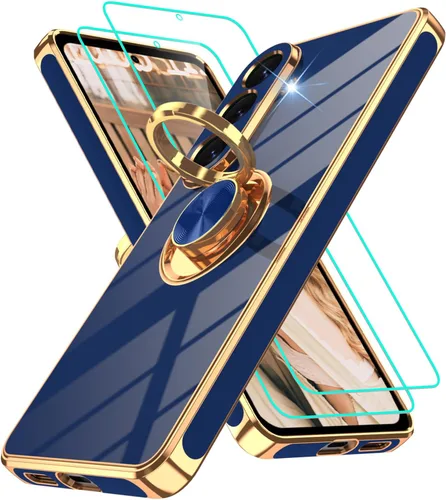 Vista 217 de Funda para Motorola Moto G 5G 2024: Funda Moto G Play 5G 2024 con 2 piezas de protectores de pantalla, soporte de anillo de rotación de 360°