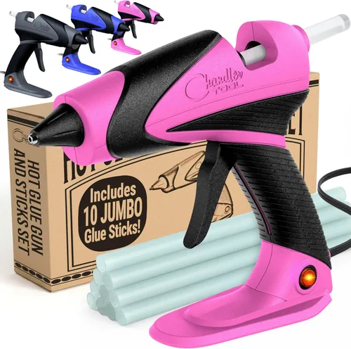 Vista 9 de Chandler Tool Pistola de pegamento caliente de tamaño completo y barras de pegamento para manualidades y bricolaje Pistola de silicona caliente