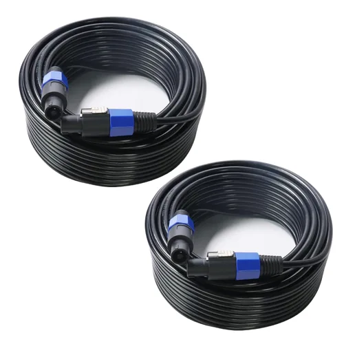 Vista 14 de HBU Paquete de 2 cables Speakon True de 4 conductores de 3 pies, cable Speakon de 4 polos a SpeakON - Amplificador de escenario PA DJ de 12 AWG a