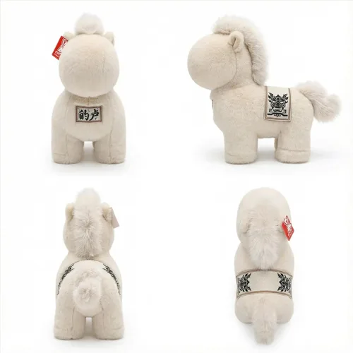 Vista 5 de Animales de peluche del Año del Caballo 2026 - Juguetes de peluche suaves de peluche, juguetes de mascota decoración del zodiaco, juguete suave