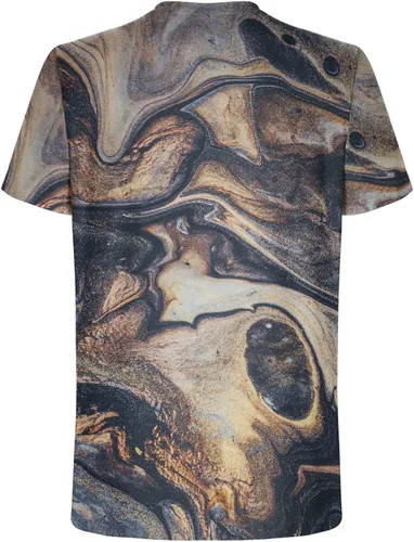 Vista 4 de Zeiyignr Camiseta de manga corta con estampado de mármol para hombre, camiseta de gimnasio para culturismo, camisas de entrenamiento de moda, camisa
