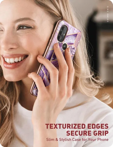 Vista 4 de i-Blason Cosmo Chic - Funda protectora diseñada para Moto G Power (2022), diseño delgado y elegante con protector de pantalla integrado (meta)