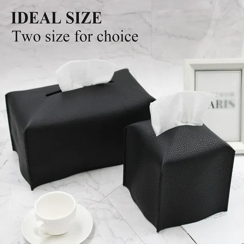 Vista 7 de Livelab Funda para caja de pañuelos, moderna y decorativa, de piel sintética, rectangular, organizador para encimera de tocador, mesitas de noche