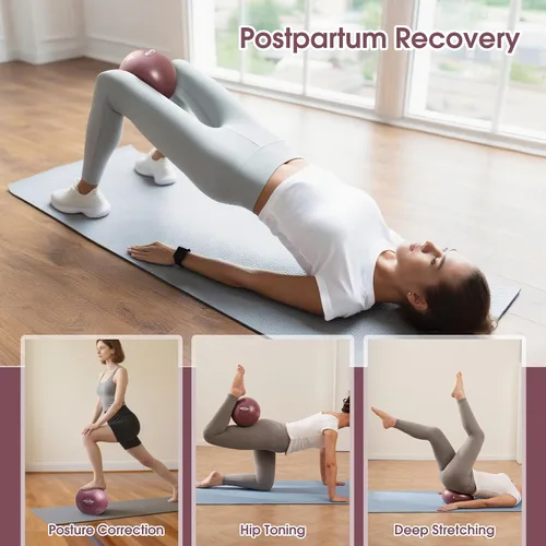 Vista 7 de ROSAPOAR Pelota de ejercicio pequeña – Mini pelota de pilates de 9 pulgadas, pelota de yoga antiestallidos para estiramiento y entrenamiento