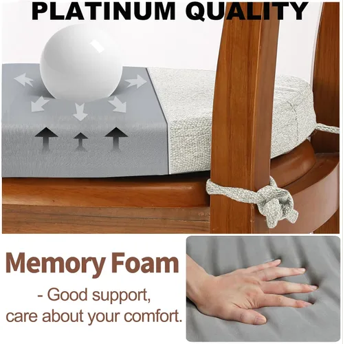 Vista 3 de SINOSSO 1 paquete de cojines de espuma viscoelástica para silla de comedor, tela tejida amigable de 16 pulgadas en forma de U, cómoda almohadilla