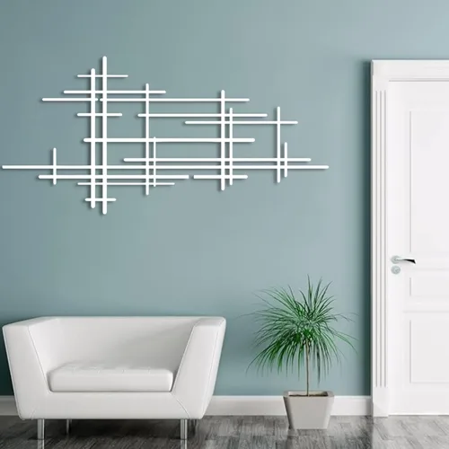 Vista 5 de Arte de pared de metal, arte de pared geométrico de metal, arte de pared geométrico, decoración de pared geométrica de metal, arte abstracto