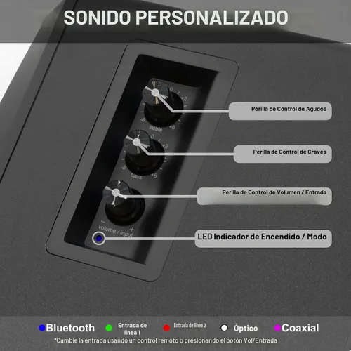 Vista 5 de Prosonic BT30 (versión 2023) Altavoces Bluetooth activos, monitor de estudio, cine en casa, tocadiscos con entrada óptica, entrada coaxial, 2 Negro