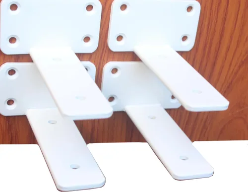 Vista 50 de Paquete de 2 - Soportes de estante en L ocultos negros de 4 pulgadas (1/5 pulgada de grosor) Soportes de estante flotante de hierro Soportes